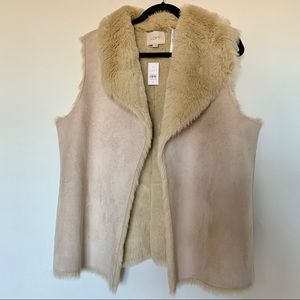 Loft faux fur shearling vest XL
